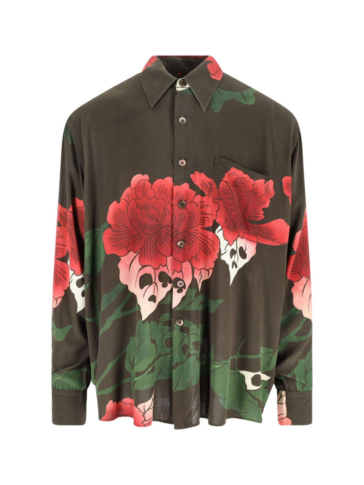Men's Rayon Graphic Print Shirt with Mother-of-Pearl Buttons