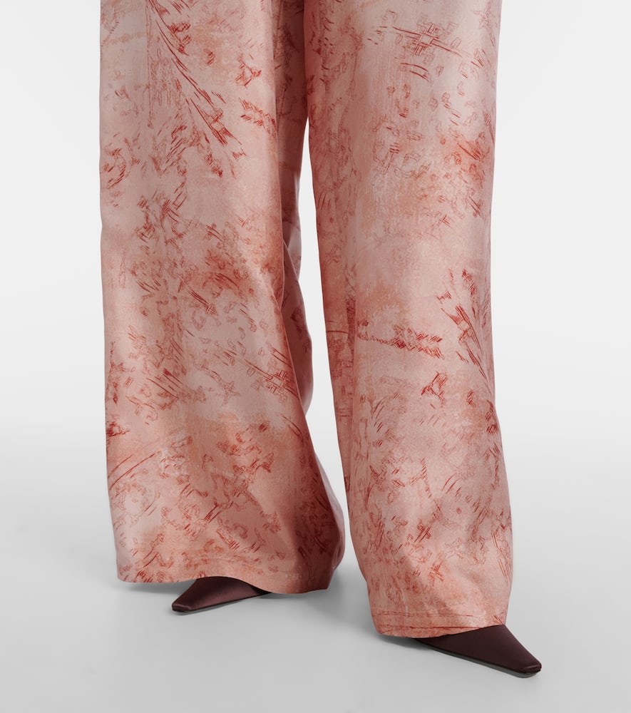 Zirlo printed silk twill wide-leg pants