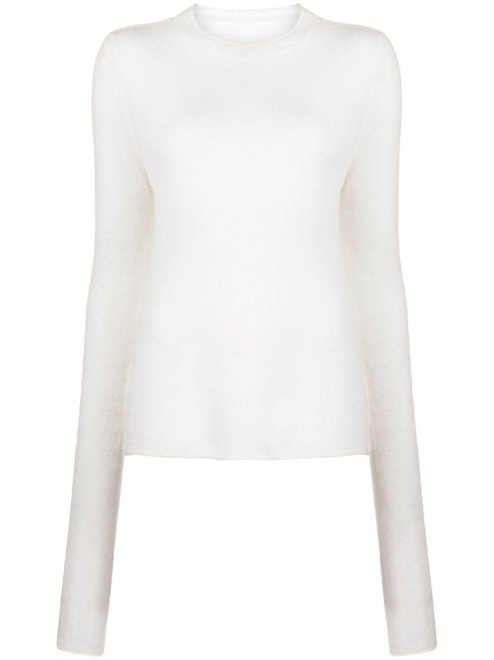 Semi-sheer fine-knit jumper - White