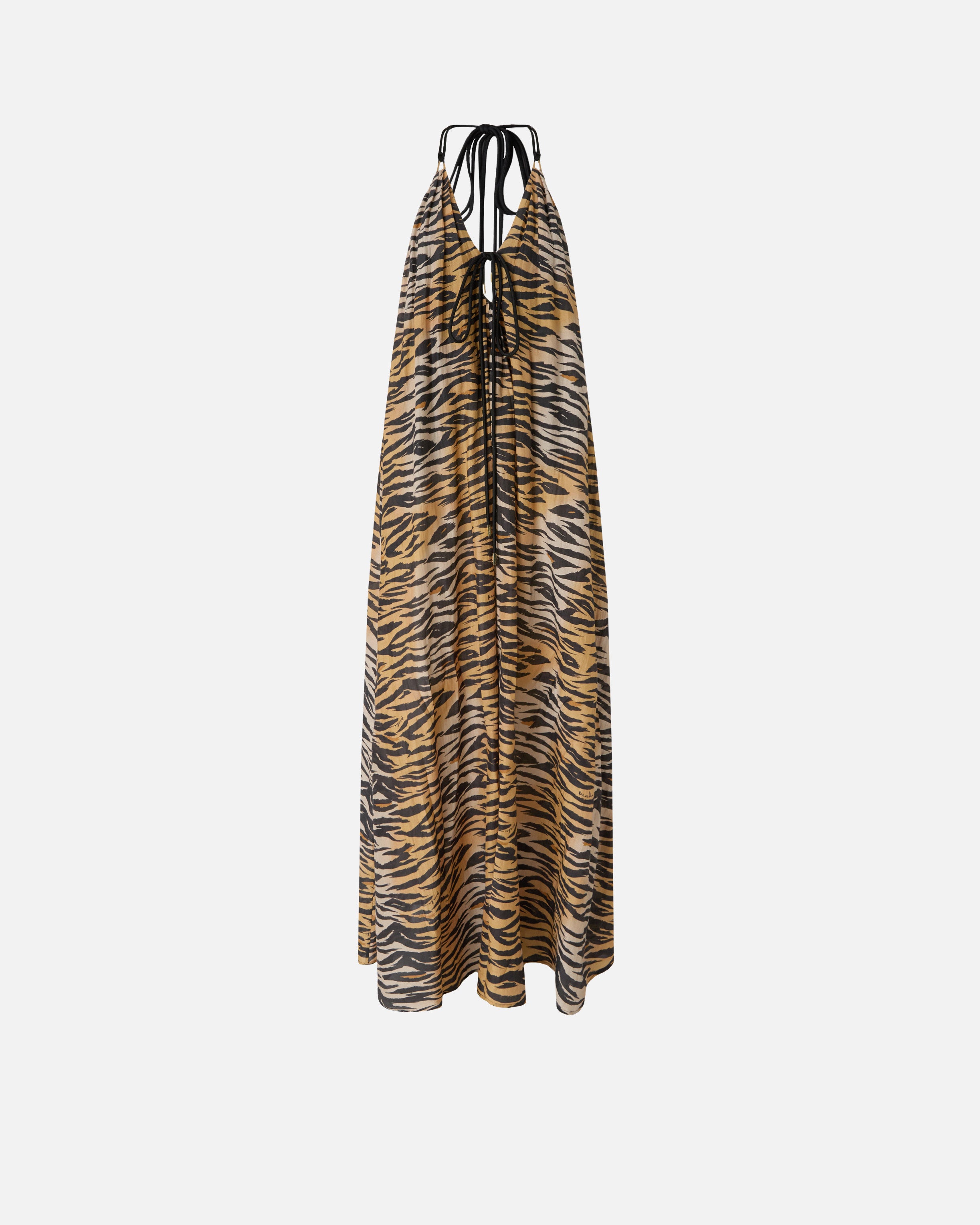 Long halterneck dress with animal print - L