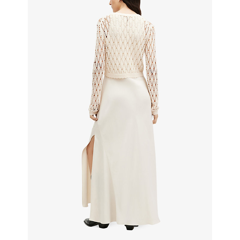 Womens Cream White Erin Two-in-one Crochet-jumper Organic-cotton Maxi Dress