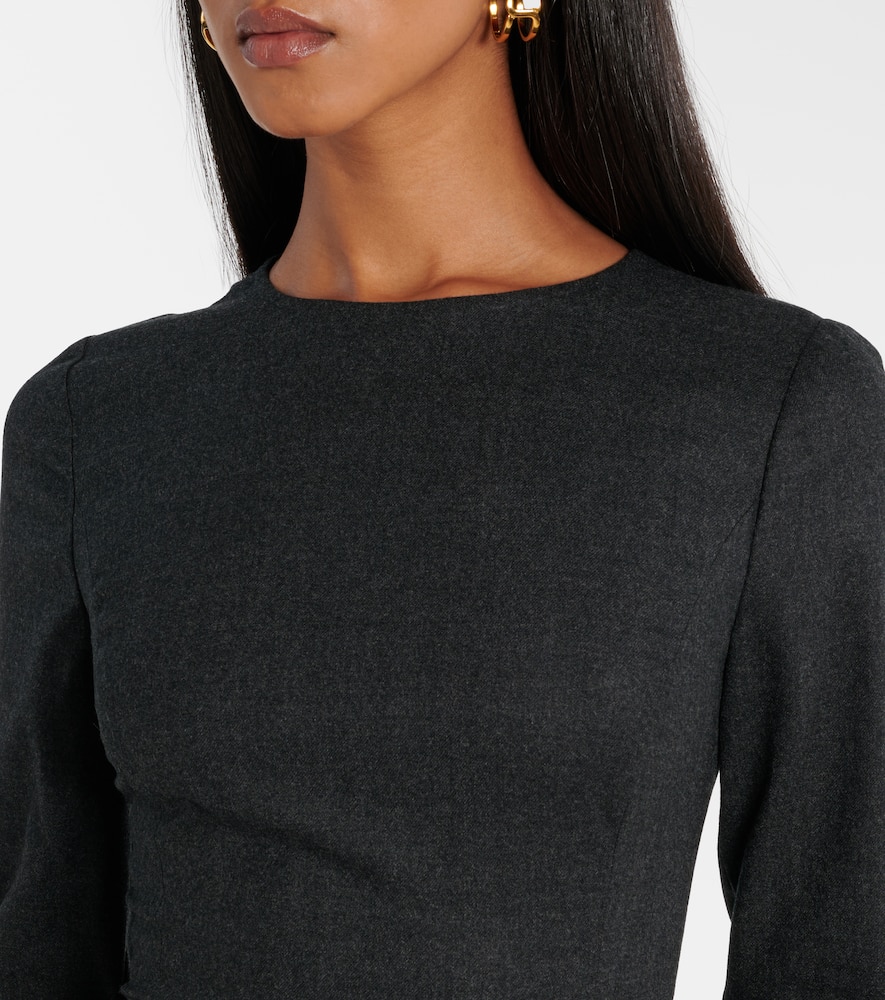 Peony asymmetric wool midi dress