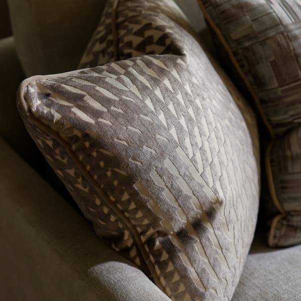 Park Taupe, Sustainable Feather, Cushion, 55cm x 55cm - Andrew Martin Velvet Geometric