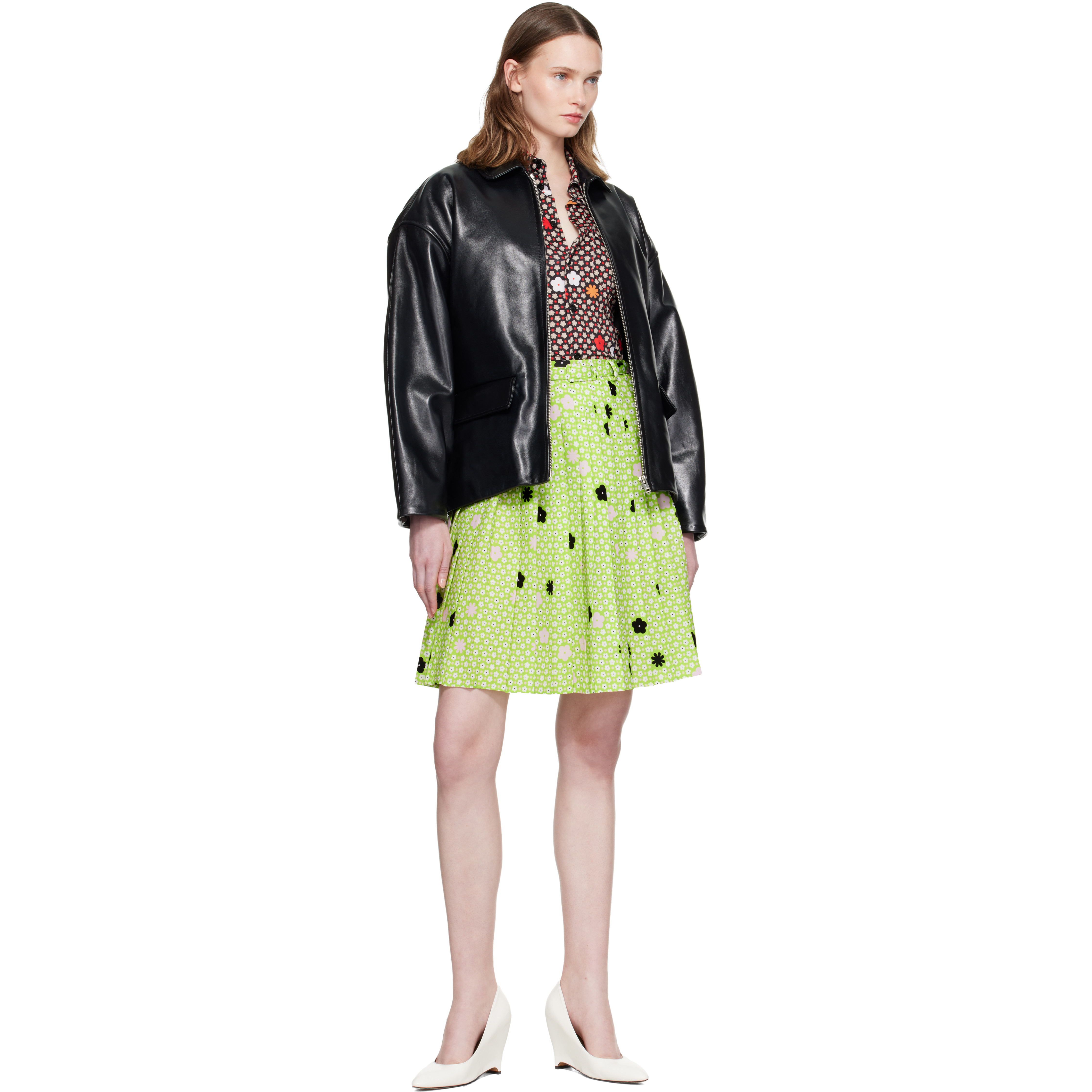 Black Pointed Collar Leather Jacket