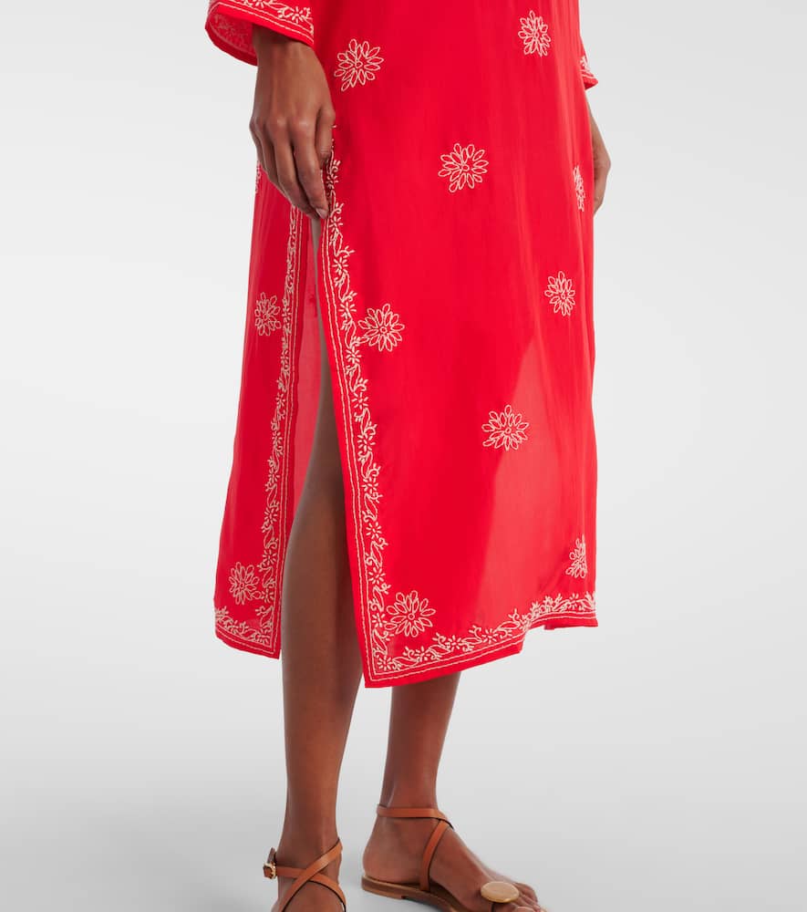 Embroidered silk kaftan
