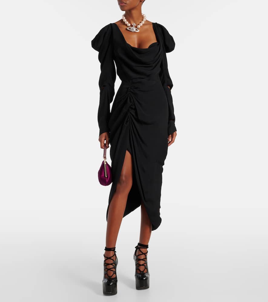 Panther draped midi dress