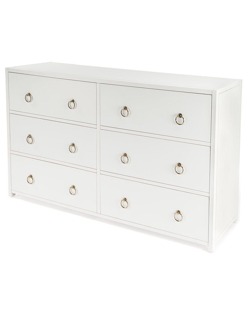 Lark 6 Drawer White Dresser