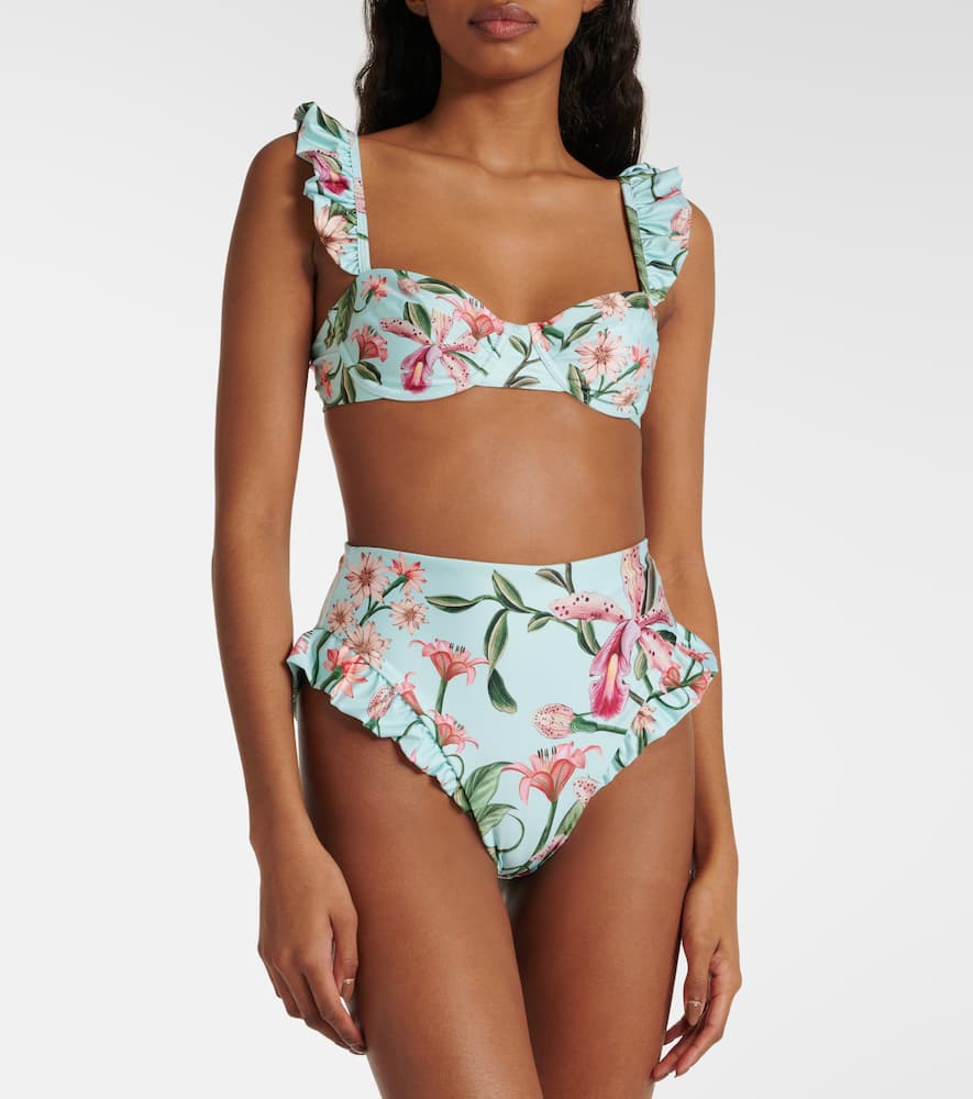 Kiwi floral ruffled bikini top