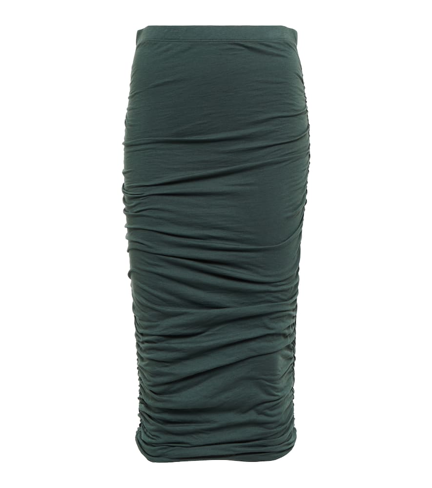 Lisa ruched cotton-blend midi skirt