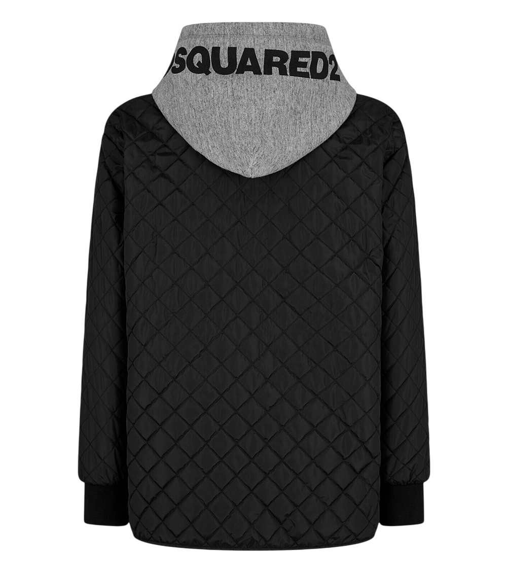 Black Quilted Hood Jacket