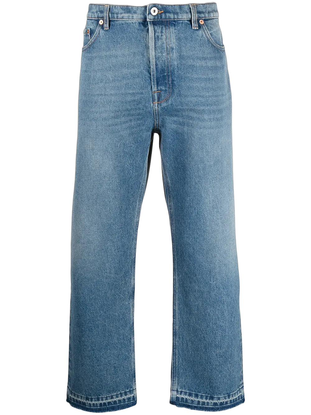 Dual Material Denim Jeans — Blue