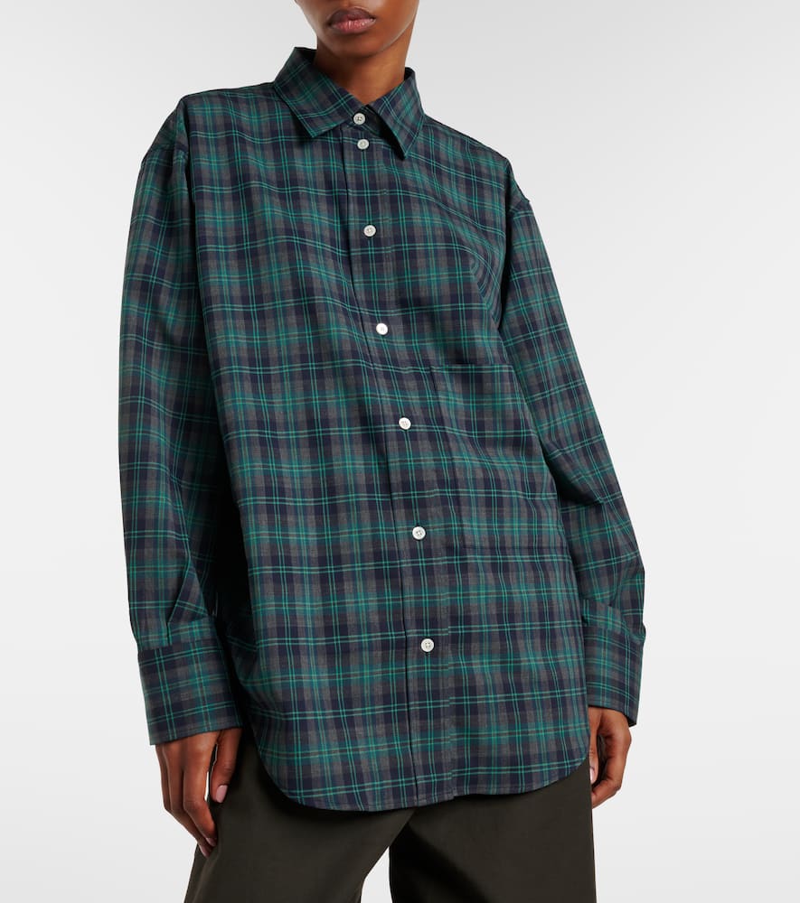 Róhe Checked oversized wool-blend shirt