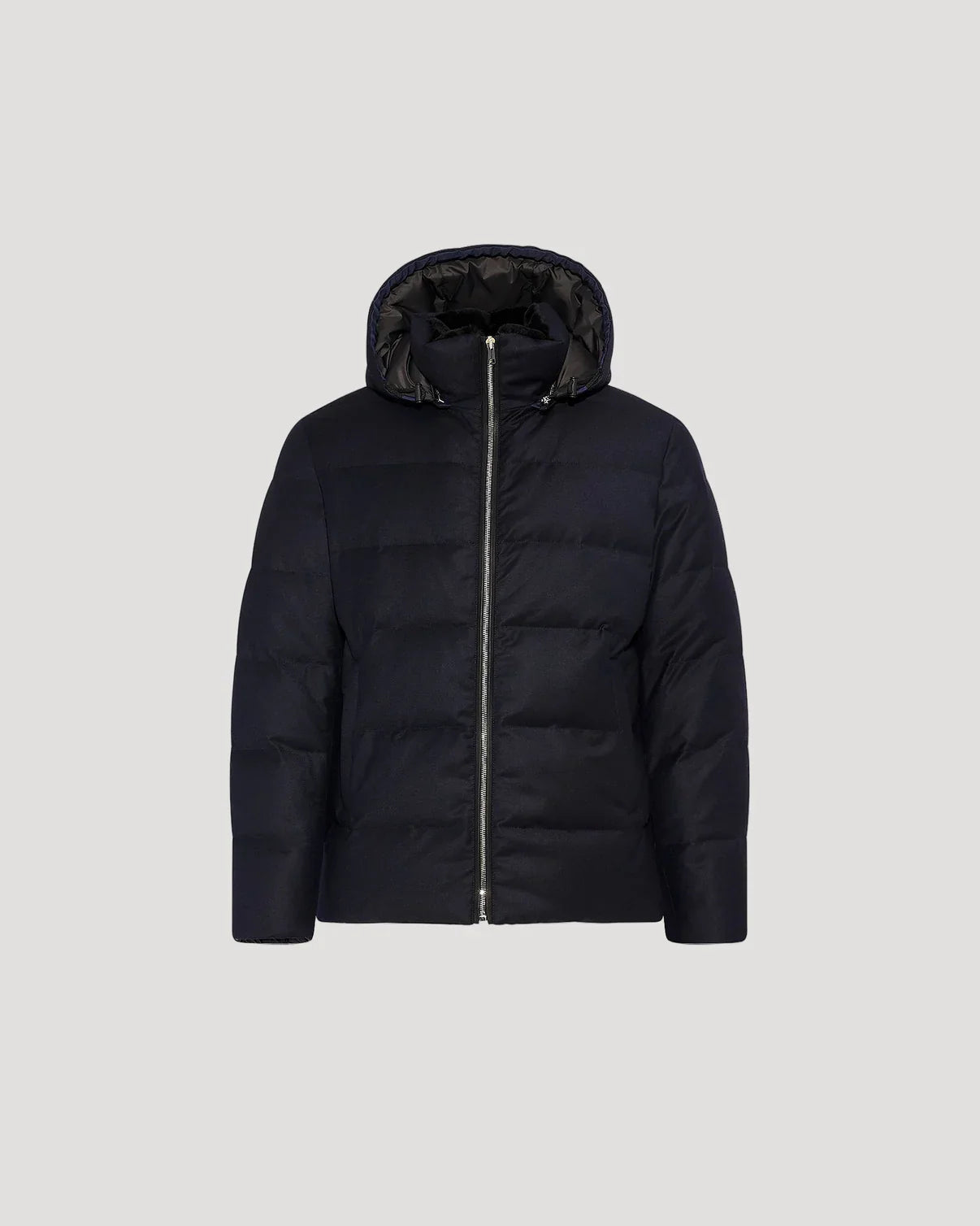 Loro Piana Wool-Silk with Mink Trim Down Jacket — Black