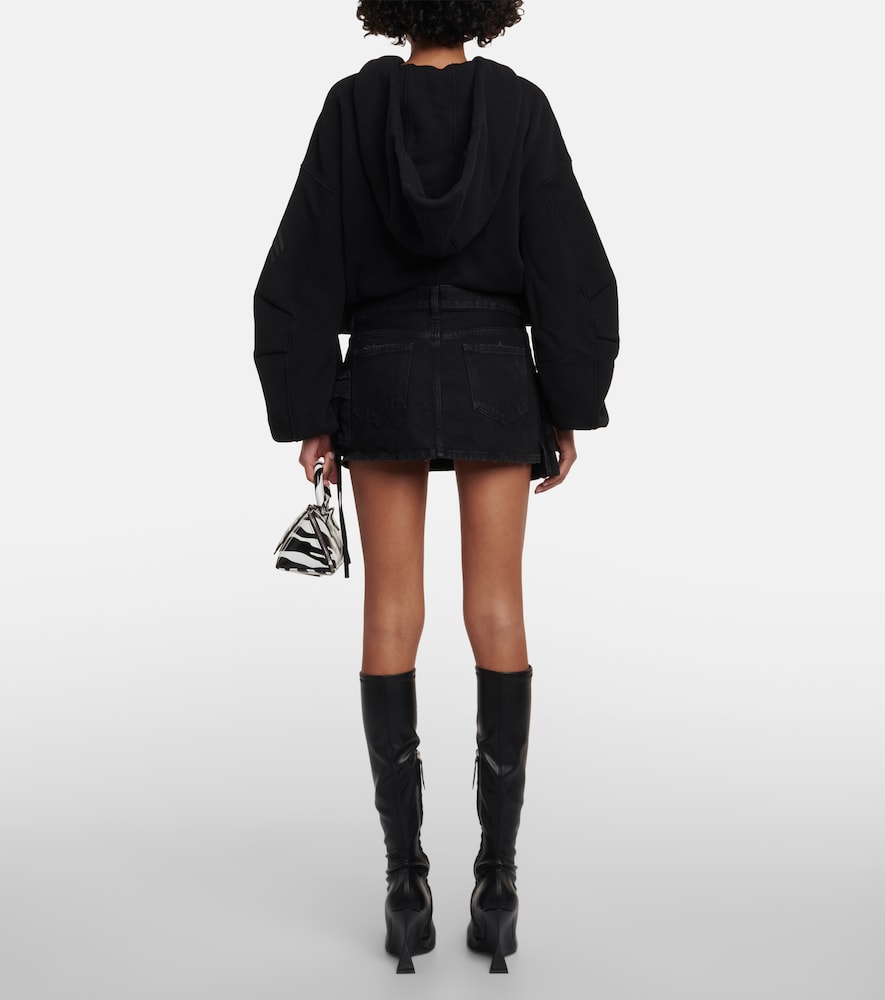 Low-rise cargo denim miniskirt