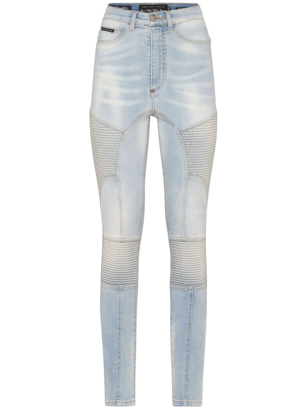 Ribbed-detailing skiny-cut jeans - Blue