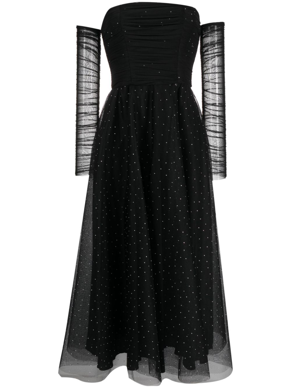 Crystal-embellished off-shoulder dress - Black