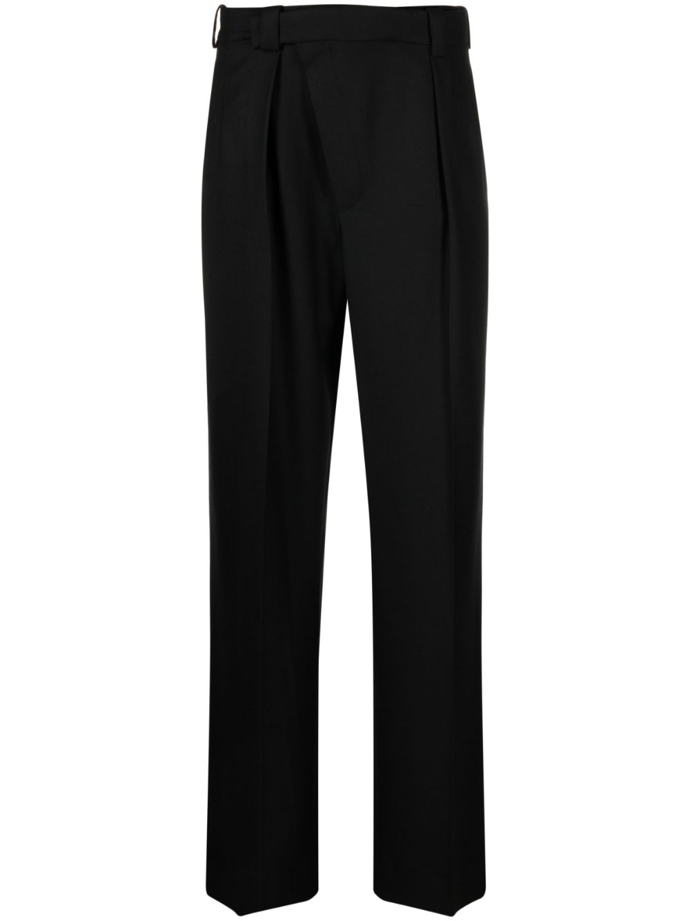 Wrap-front straight-leg trousers - Black