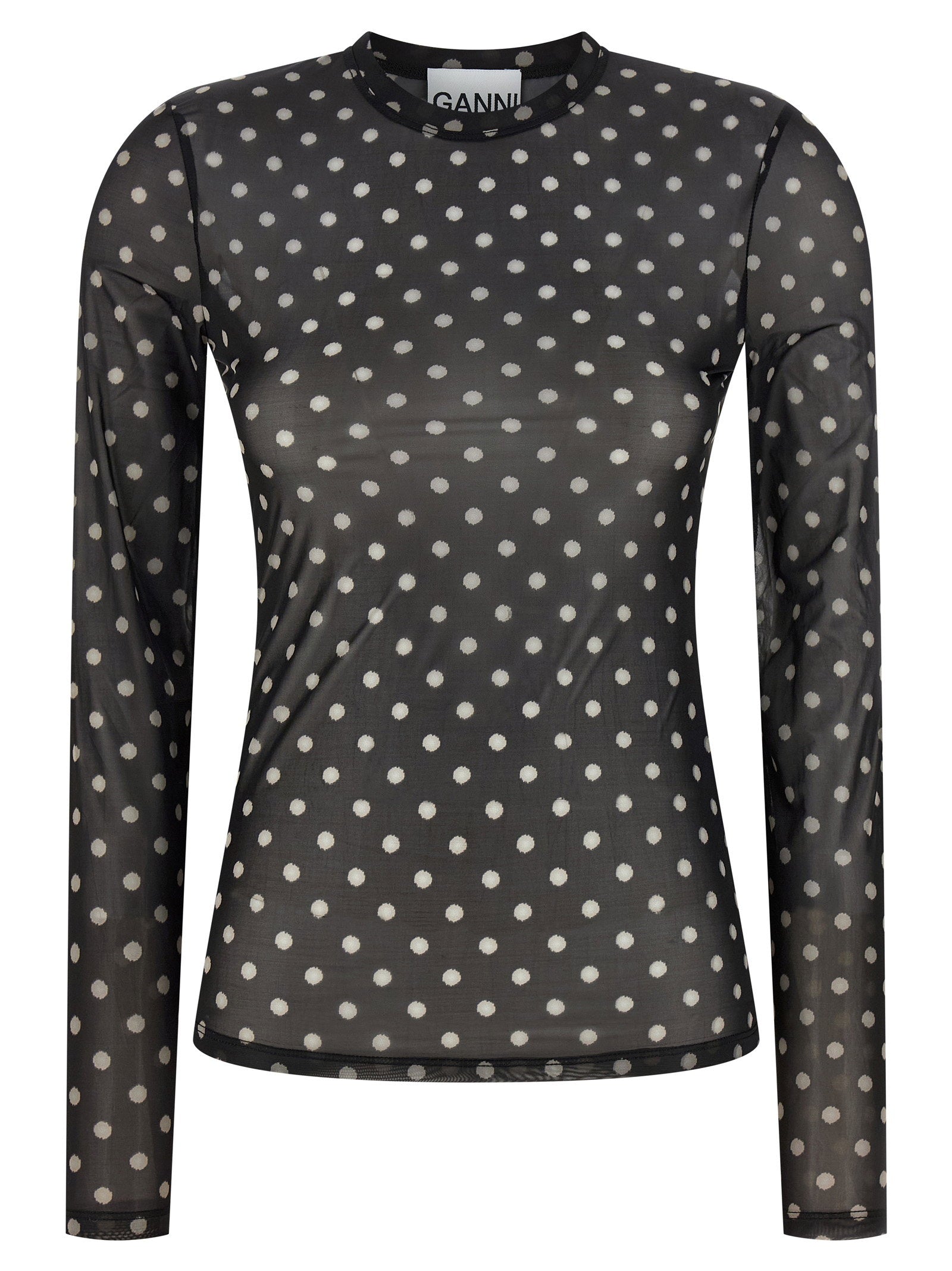 Polka Dot Sheer Blouse — Charcoal