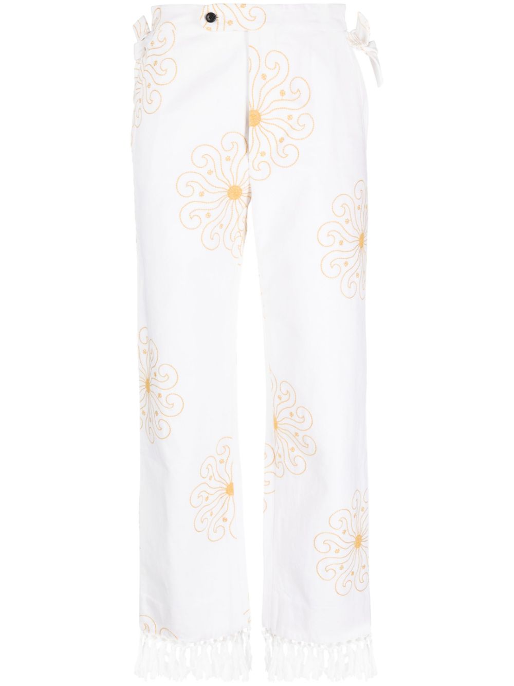 Soleil fringed-hem trousers - White