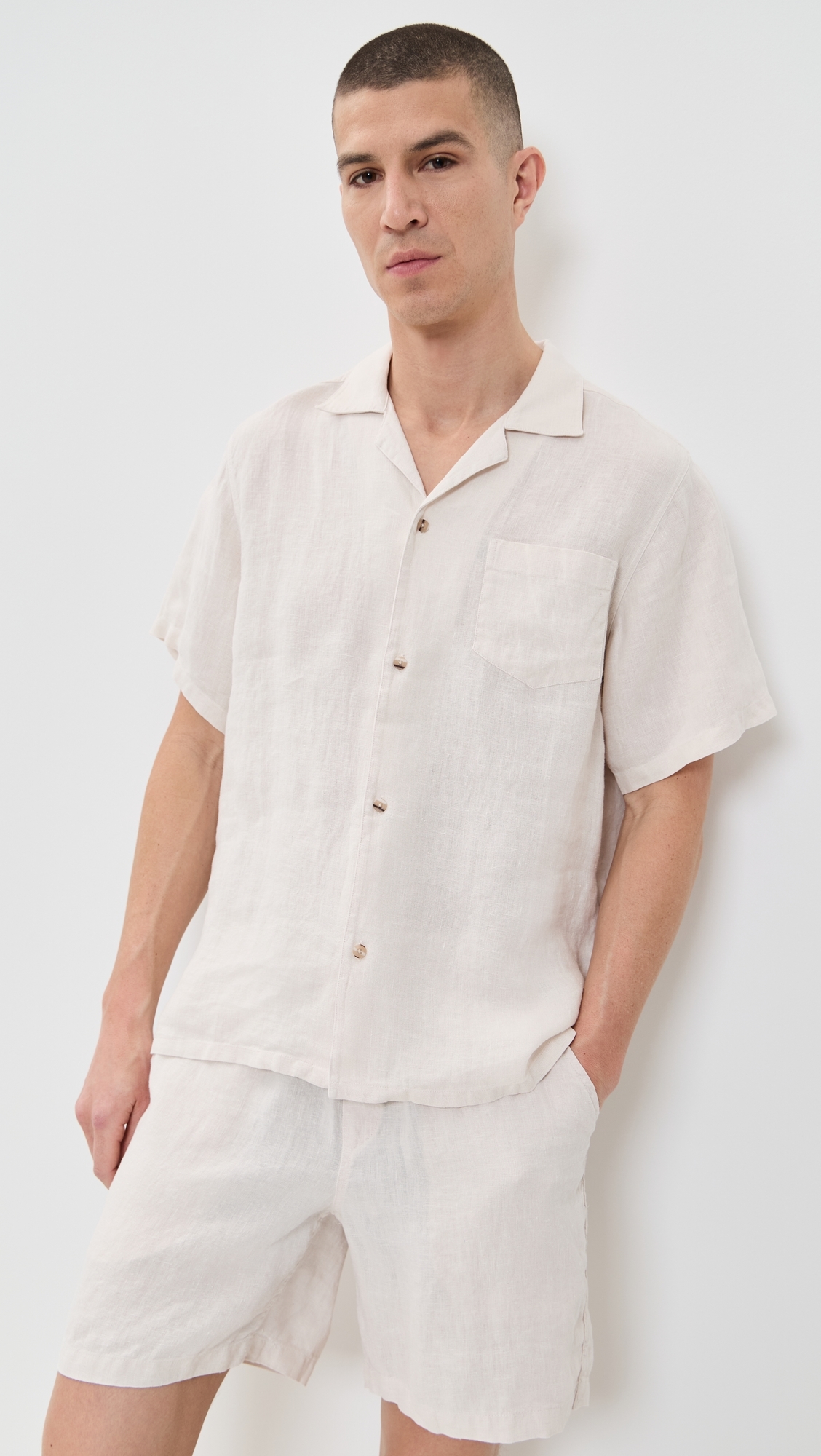 Bather Pearl Linen Shirt White