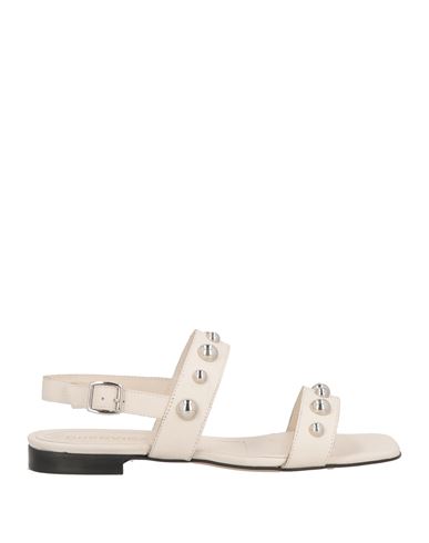 Woman Sandals Cream Size 6 Leather