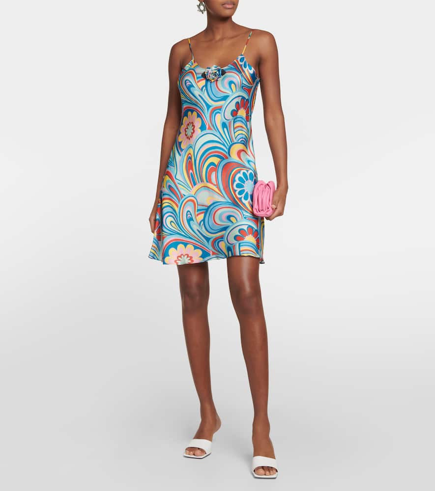 Printed satin slip dress