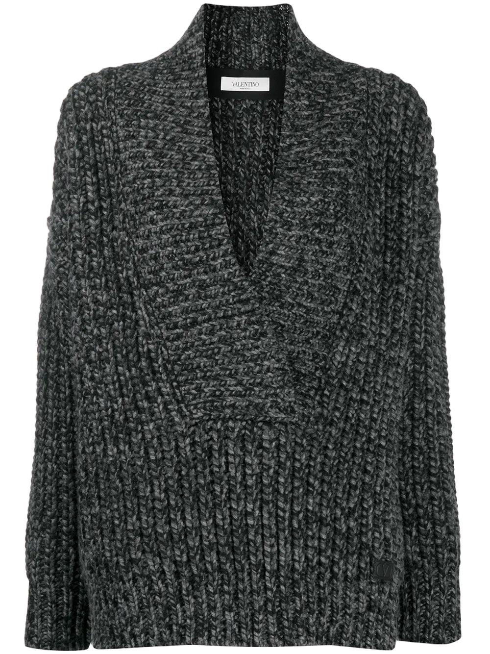 Mélange-Knit Sweater — Black