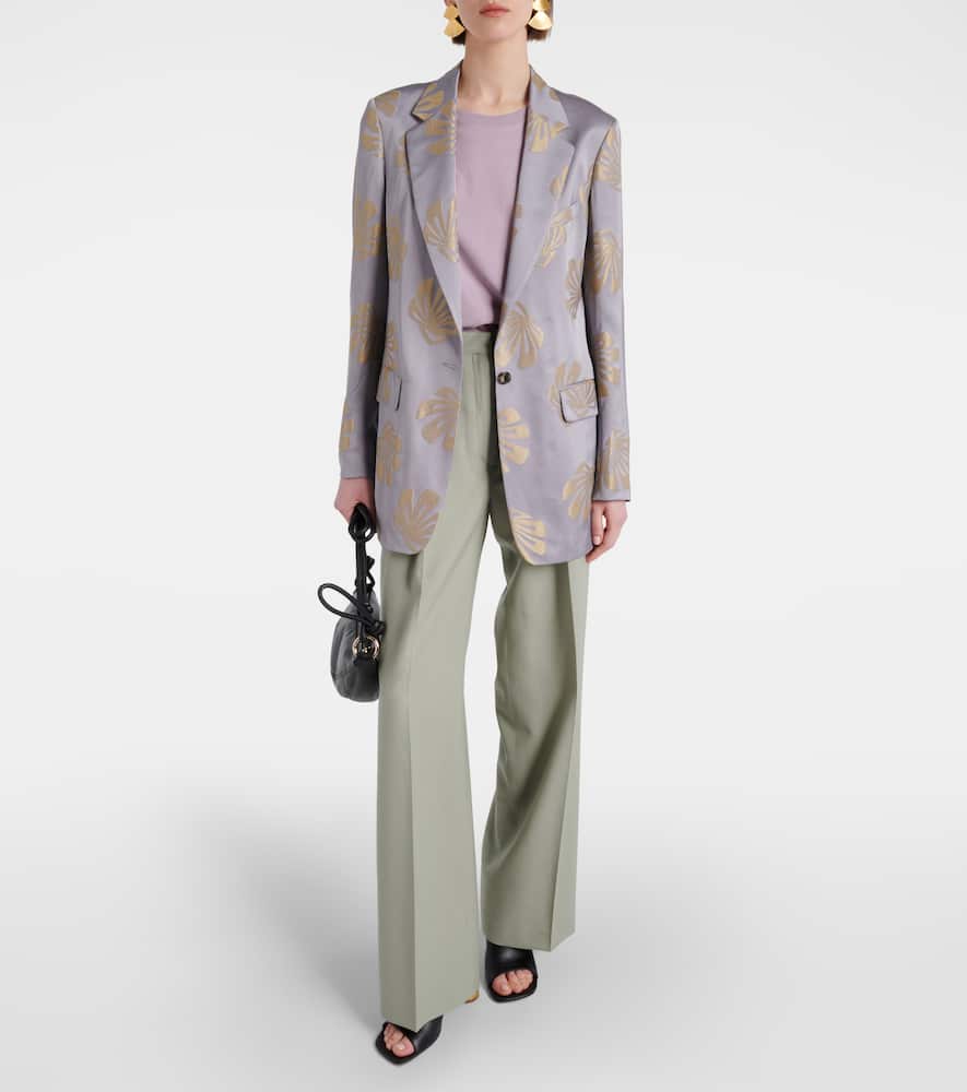 Mid-rise wool straight pants