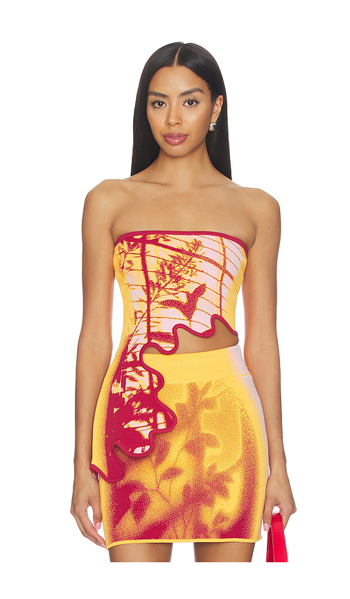 Pomelo Wavy Bra Top in Orange. S. Also in XS, M