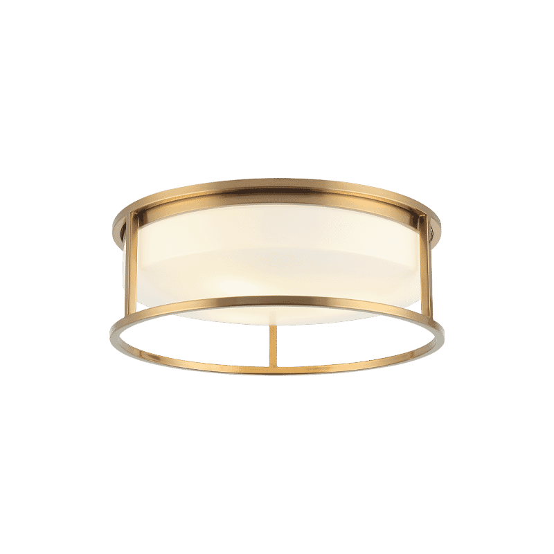 Aged Gold Brass Three Light Ceiling Mount from the Framerton Collection
