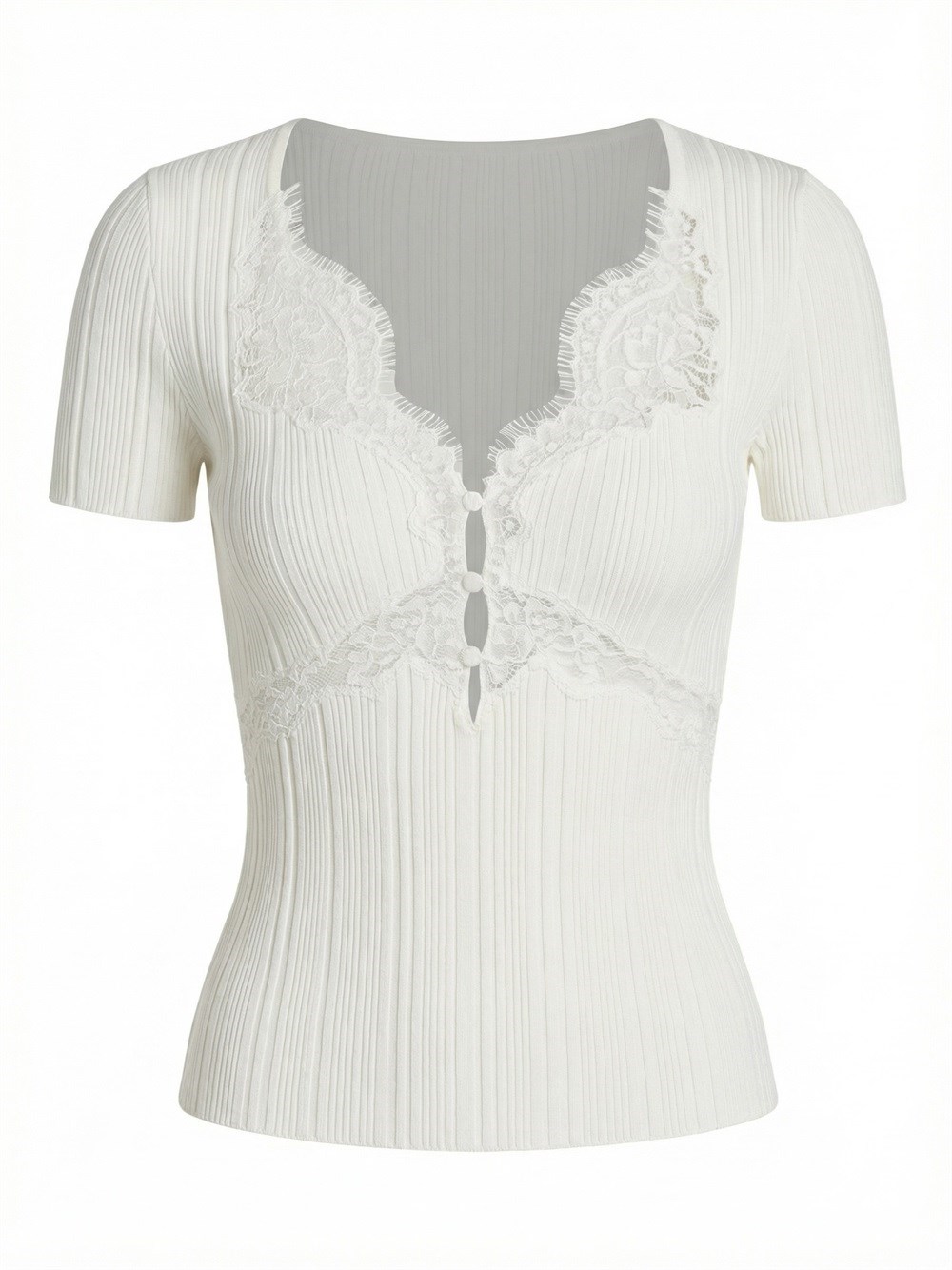 Lace Trim Knit Top