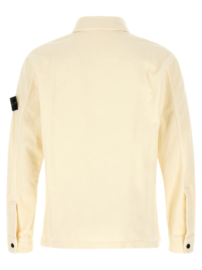 Off White Textured Overshirt