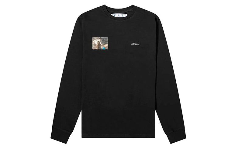 Men's c/o Virgil Caravaggio Printing Round Neck Long Sleeves Black T-Shirt