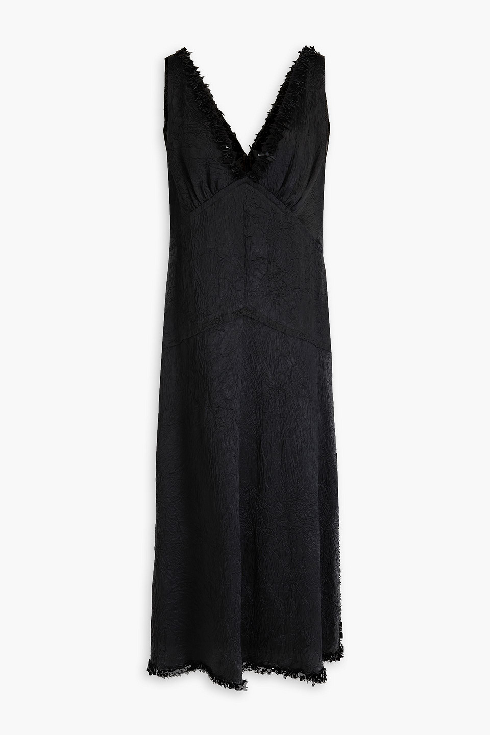 Proenza Schouler - Bead-embellished crinkled-satin midi dress - Black - US 6