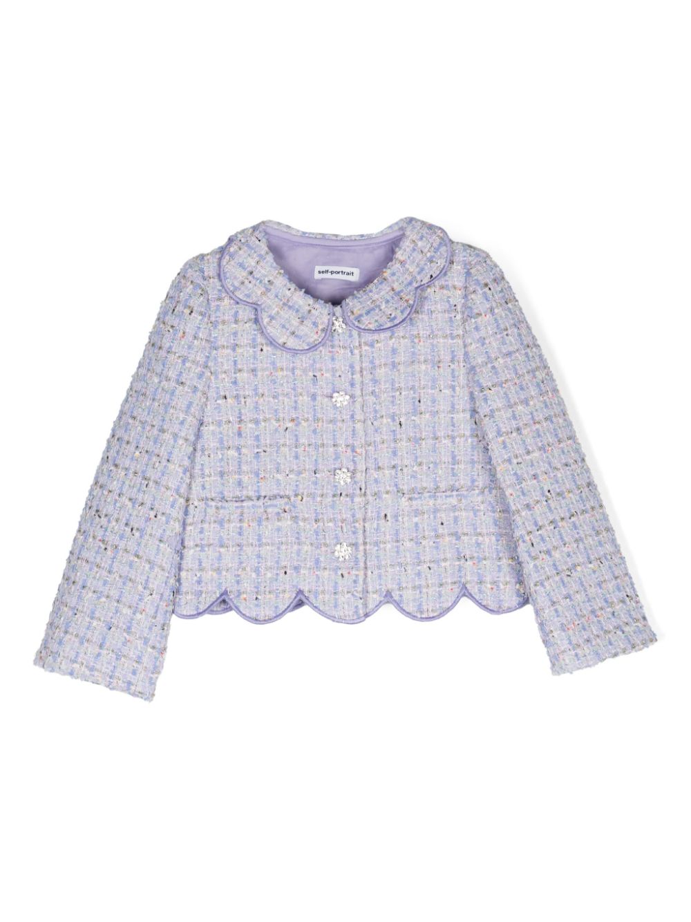 Scallop-collar tweed jacket - Purple