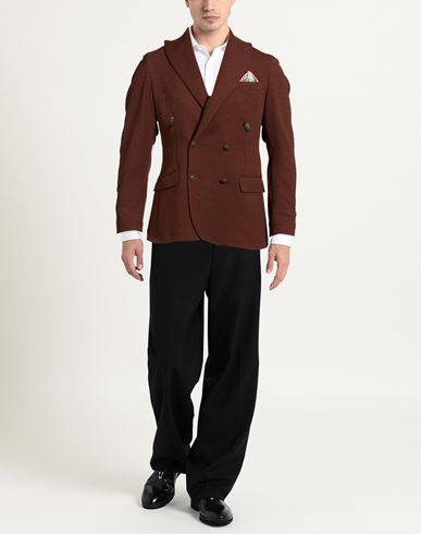 Man Blazer Brown Size 36 Polyester, Cotton, Elastane
