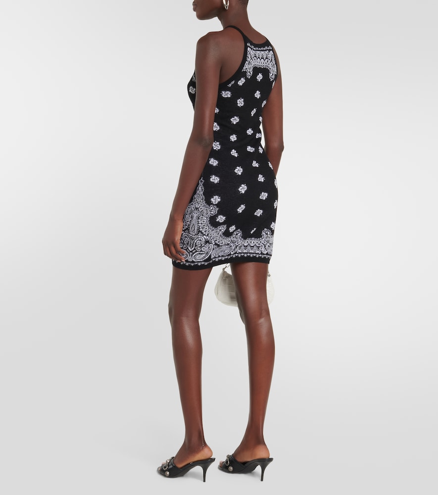Bandana-printed halterneck cotton minidress