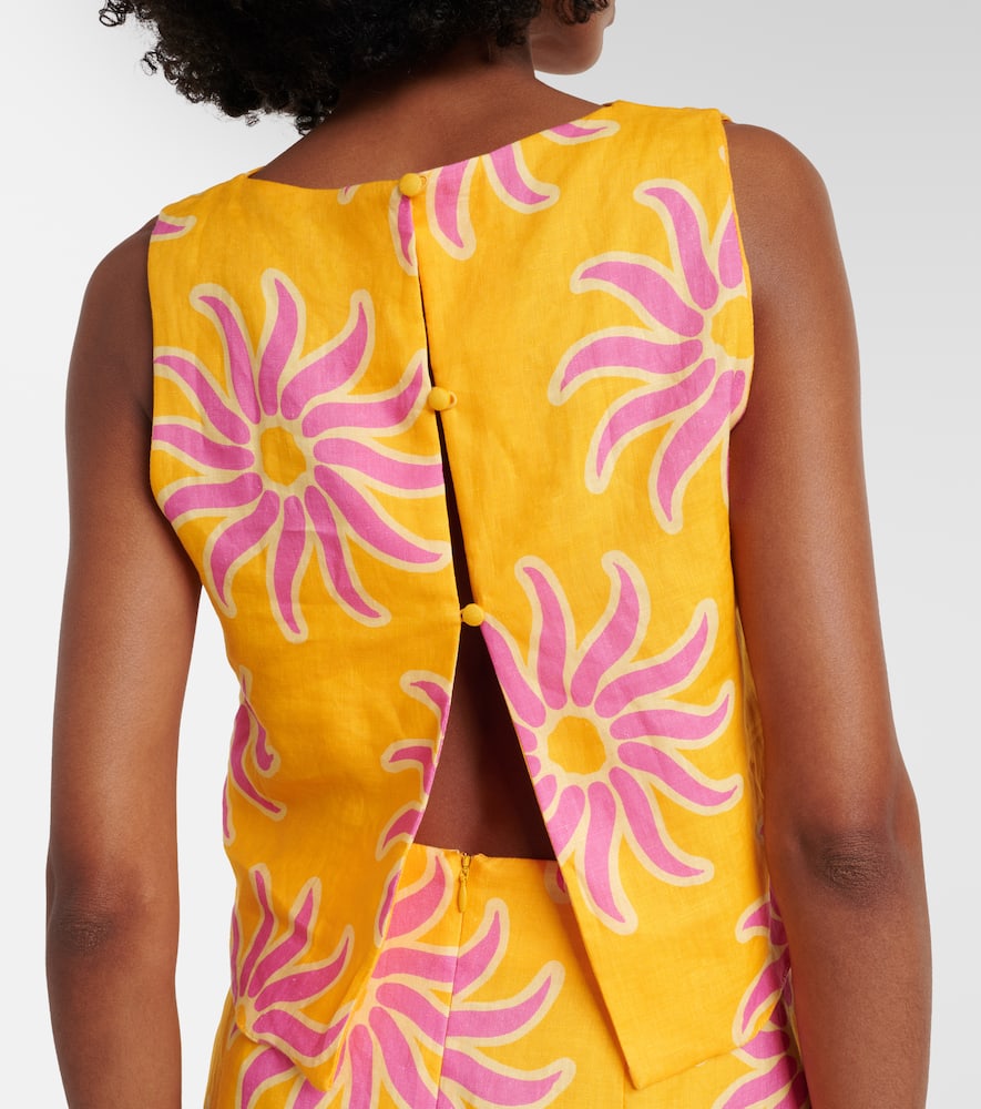 Avelino printed linen crop top