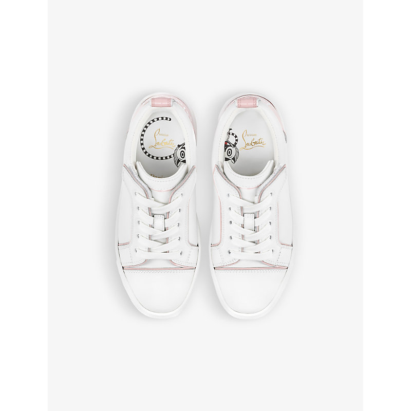 크리스찬 루부탱 키즈 Boys Bianco Kids Funnyto Logo-print Leather Low-top Trainers 