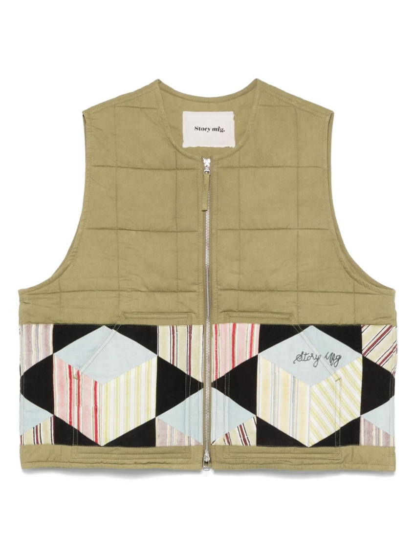 Green Sleeveless Zip Vest