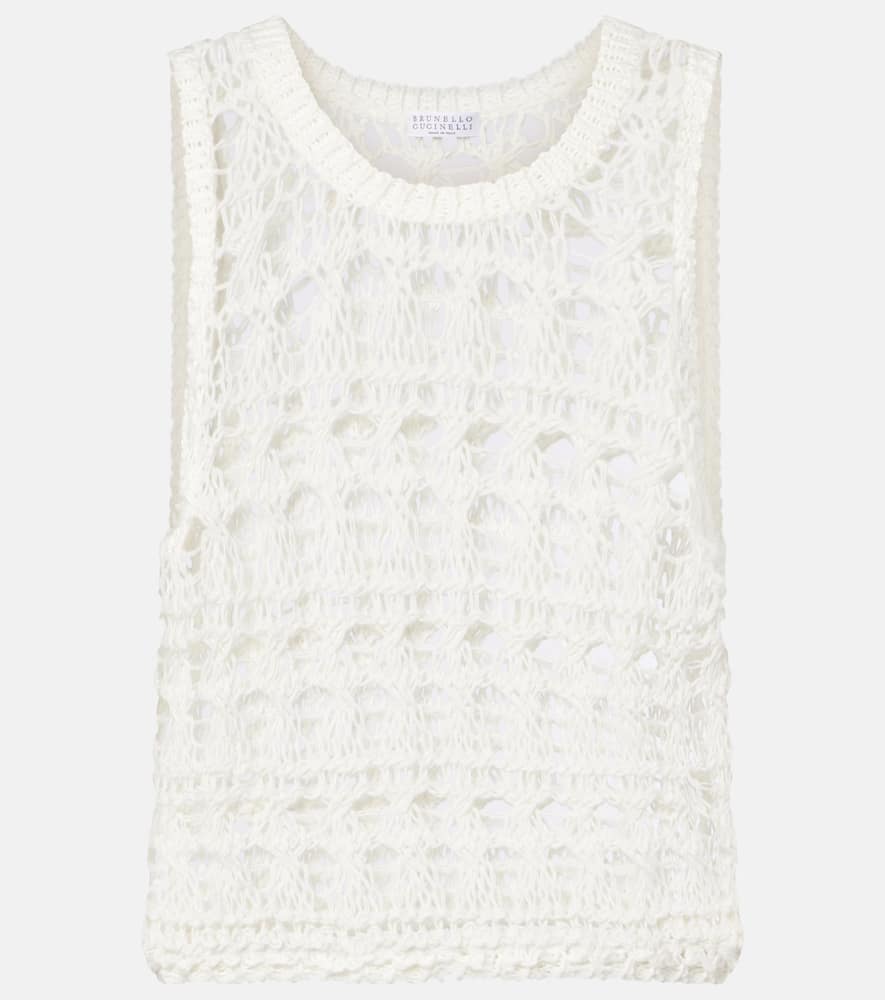 Open-knit jute and cotton-blend top