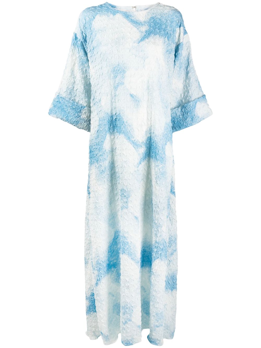 Cloud-print jacquard kaftan dress - Blue