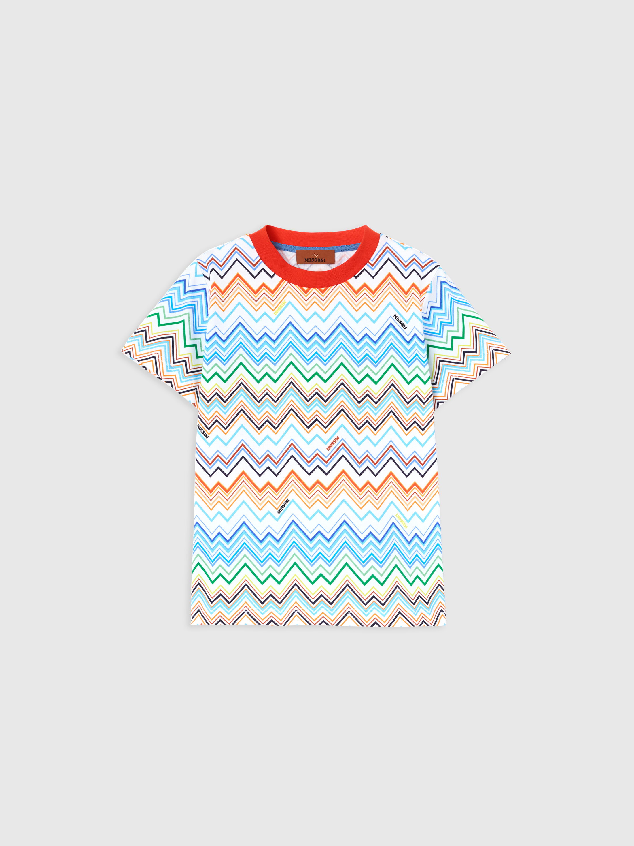 Missoni - Crew-neck t-shirt in pure cotton, Girl, White & Multicoloured