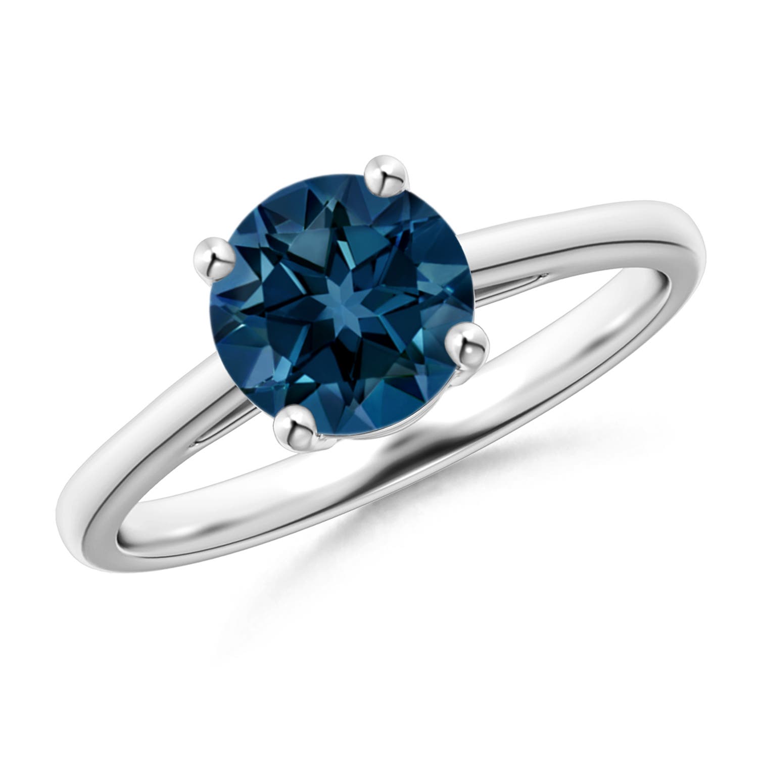 Angara 1.55 Carats Classic Prong-Set Round London Blue Topaz Solitaire Ring in Platinum
