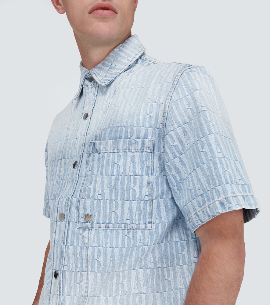 Logo jacquard denim shirt