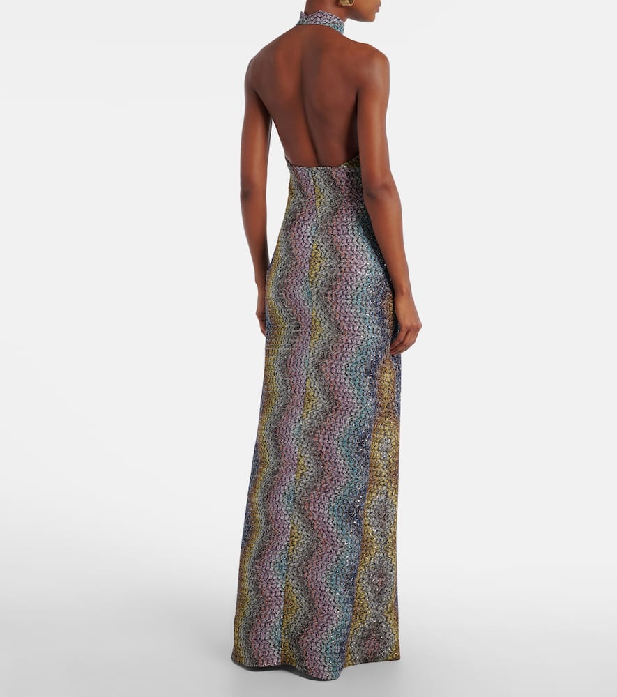 Cutout sequined lamé gown