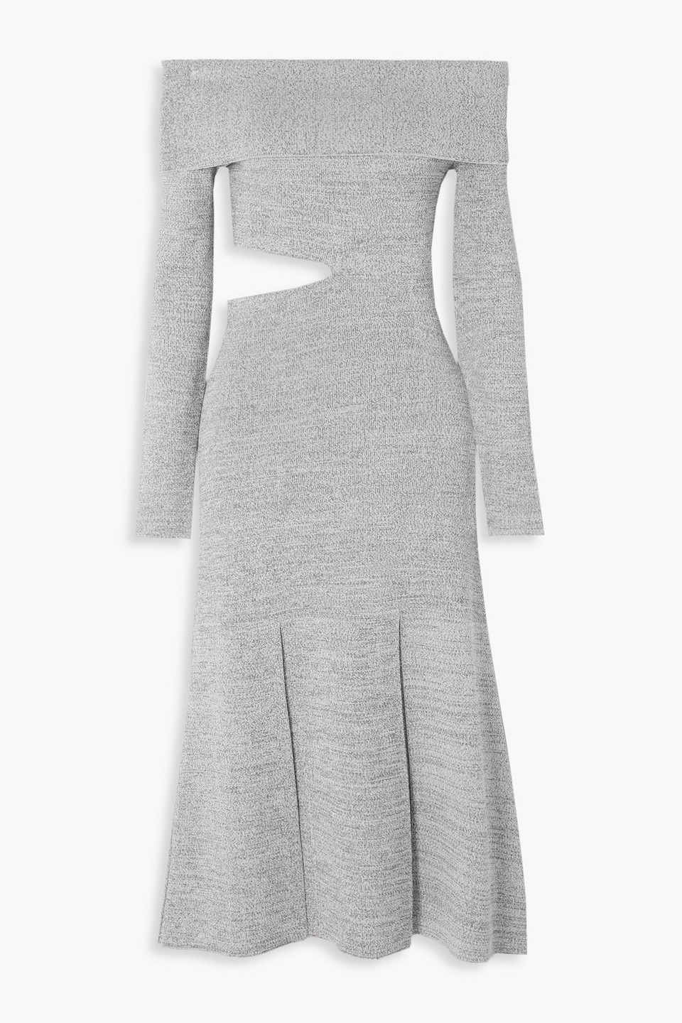 Off-the-shoulder cutout stretch-knit midi dress