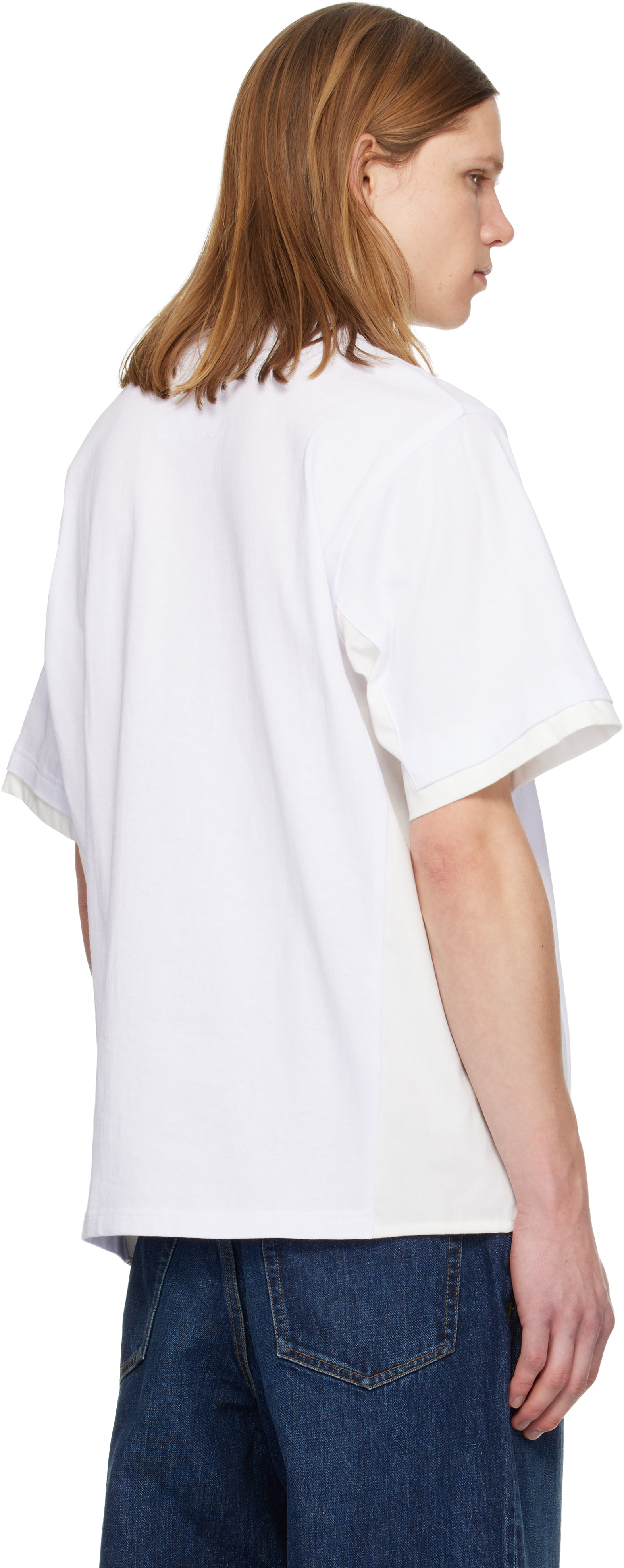 White Cotton Jersey & Light Wight Denim T-shirt