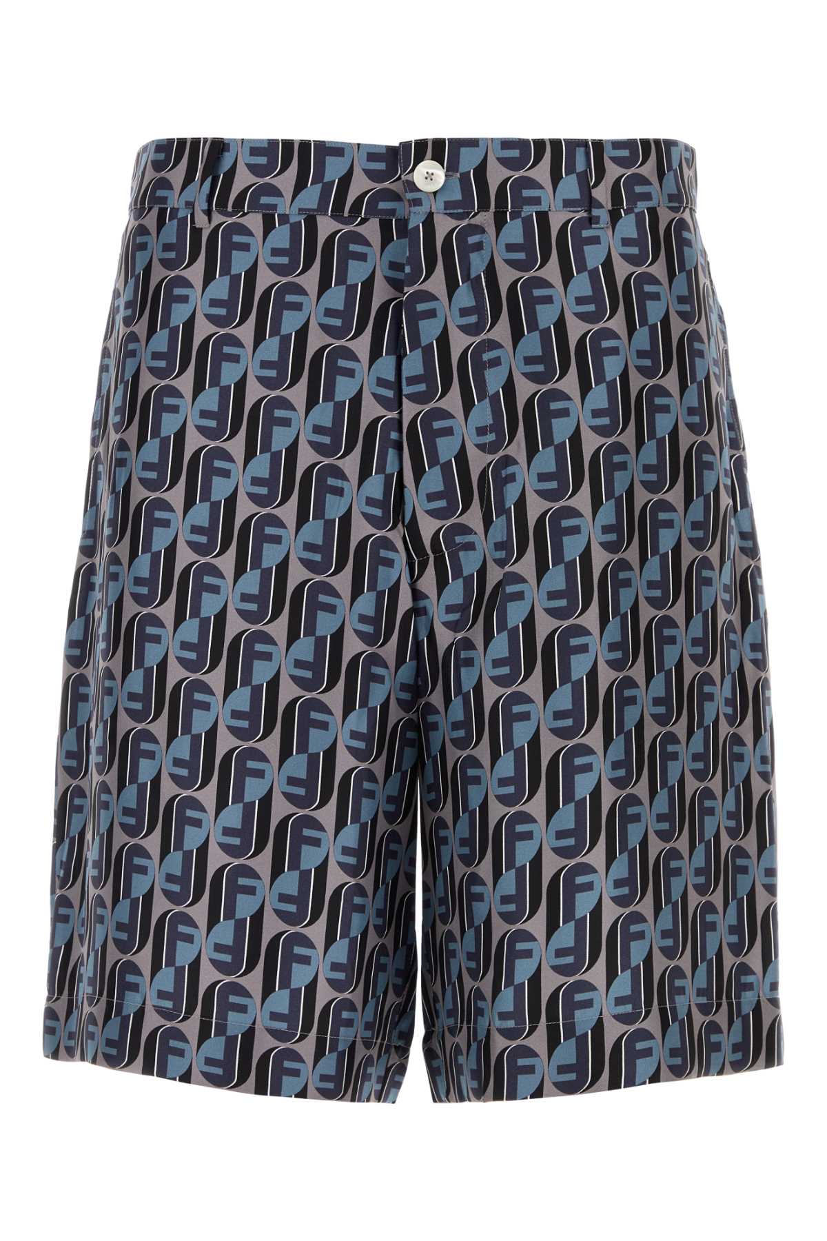Printed Silk Bermuda Shorts — Blue