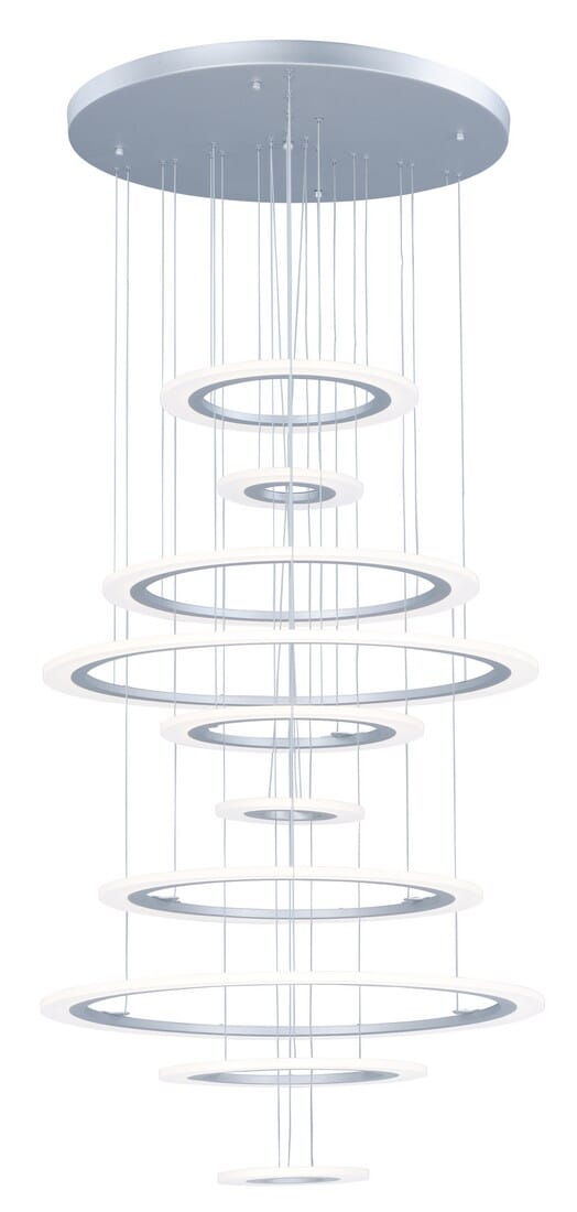 Saturn II LED 30" 10-Light Pendant in Matte Silver